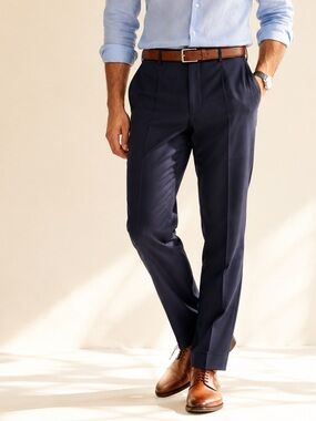 Canali Quiet Luxury Dress Pants Tonal Micro Plaid Navy Size 38 x 29.5